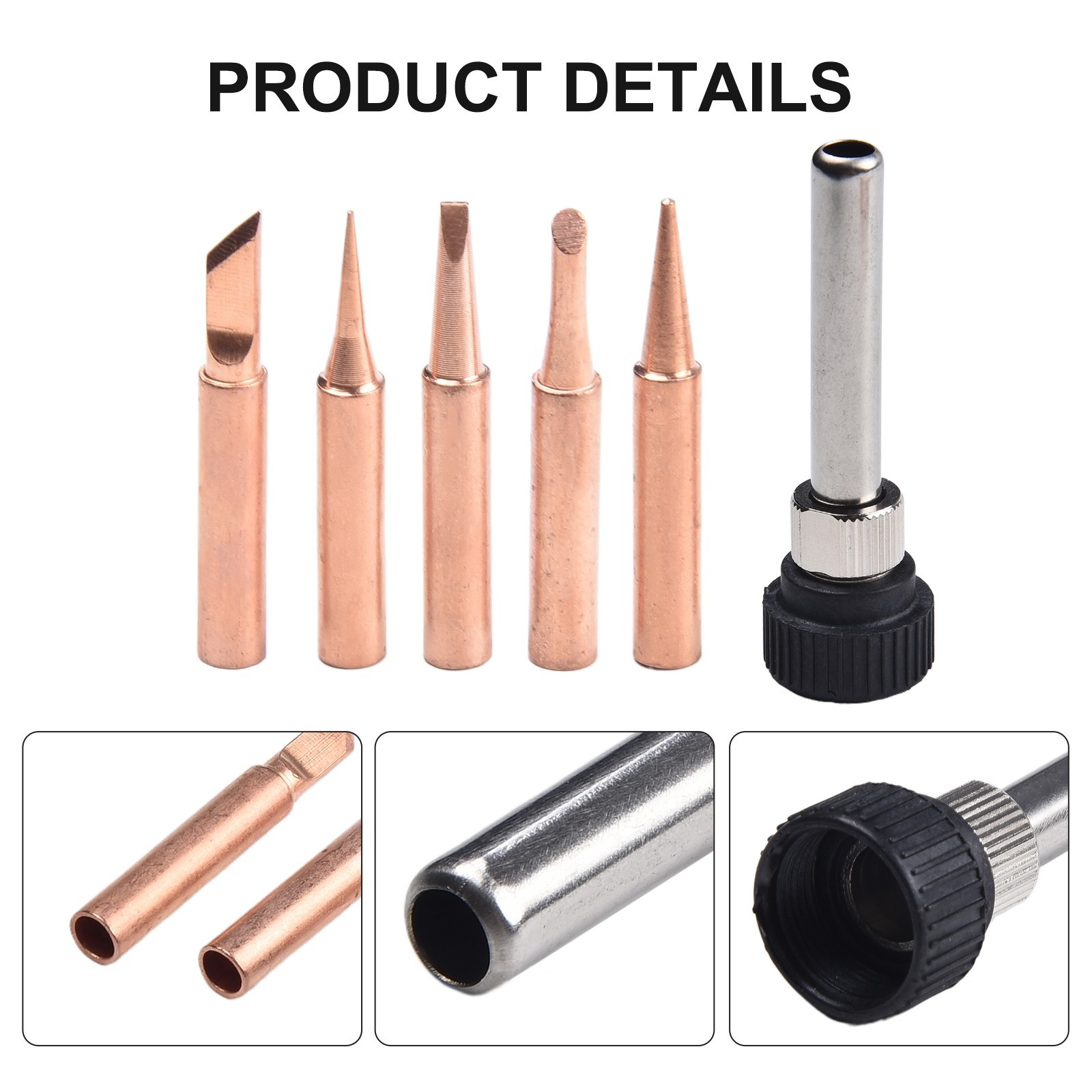 Copper Soldering Iron Tips 6pcs Tips for Various Soldering Applications