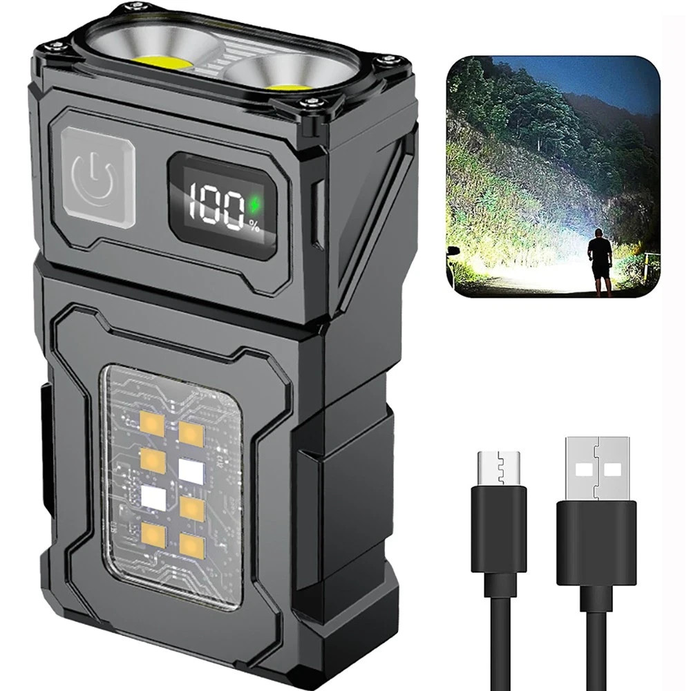 Portable Pocket LED Flashlight Magnetic USB Rechargeable Mini Torch Work Lights
