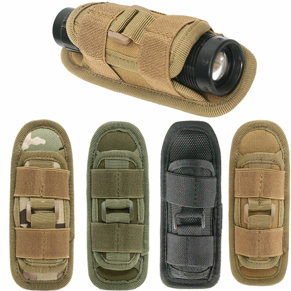 Nylon Flashlight Holster Holder Bag 360° Rotatable Carry Case Belt Waist Pouches