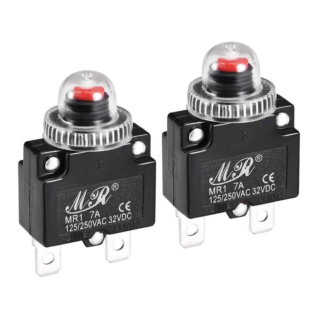uxcell Thermal Circuit Breakers 7A 125/250V AC 32V DC Push Button Reset...