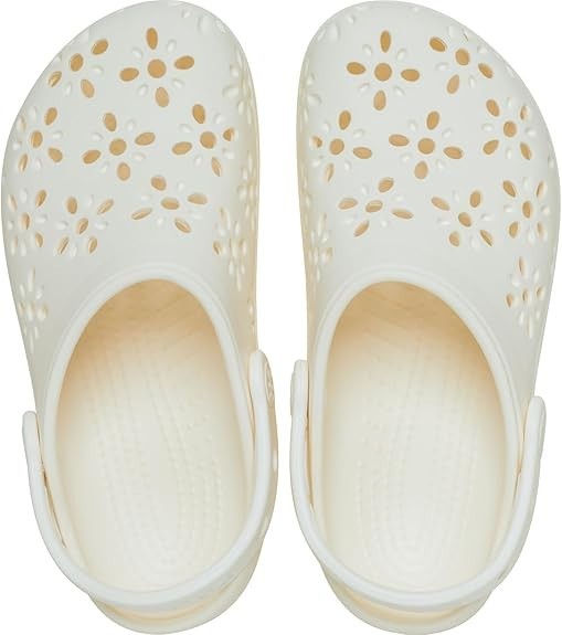 Crocs Unisex Adult Floral Classic Clogs WHITE