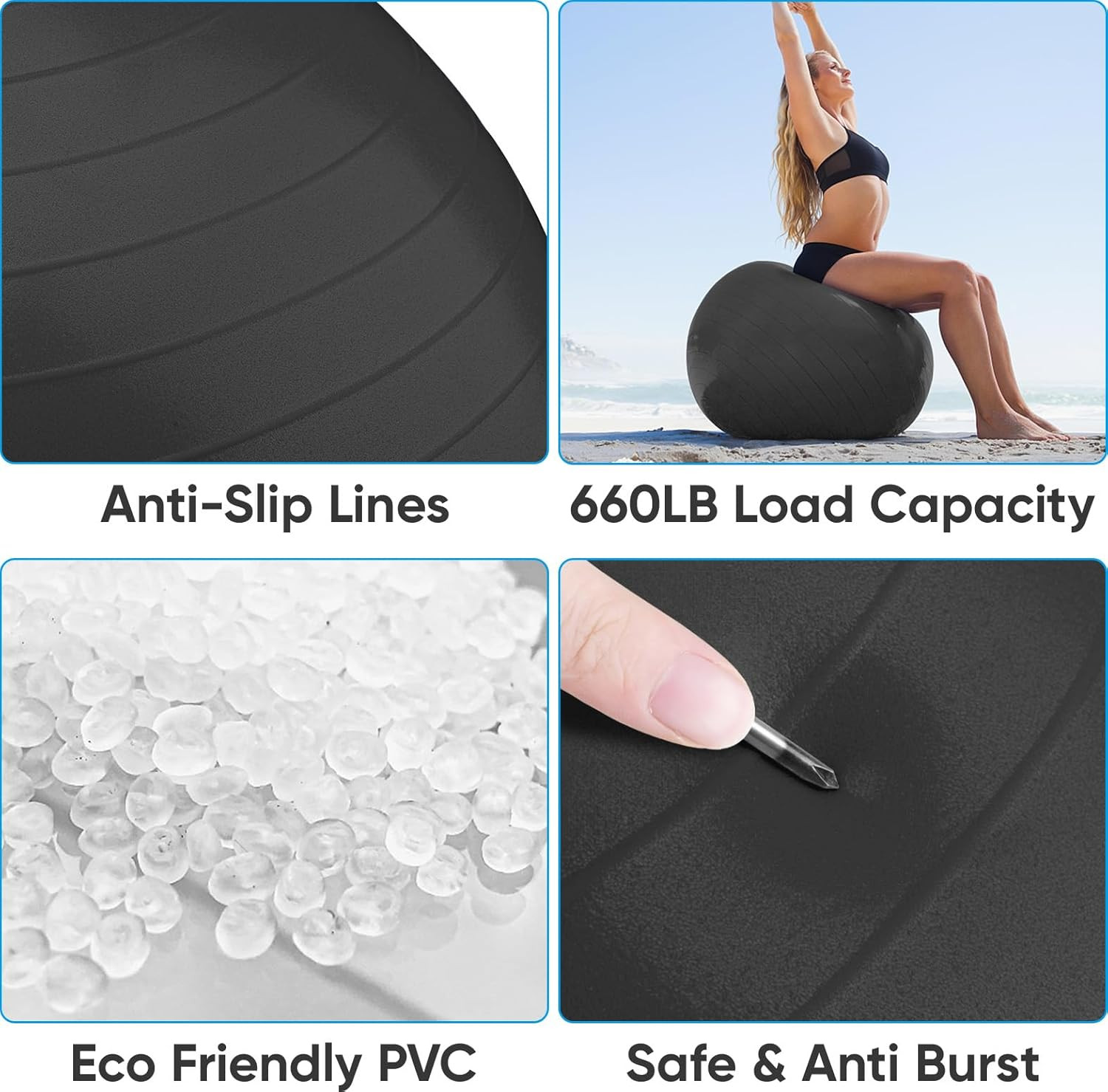 Yoga Ball Exercise Ball Anti Slip Heavy Duty for Fitness, Balance & Core Work...