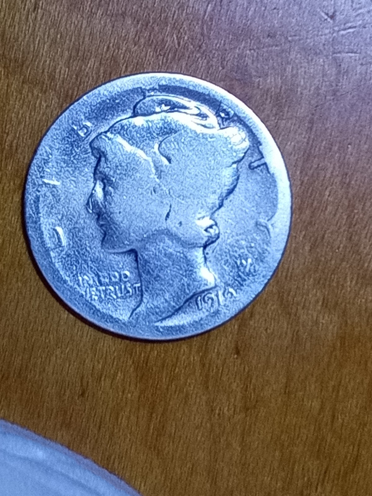 1919 P Mercury Dime, #1, with moderate wear.