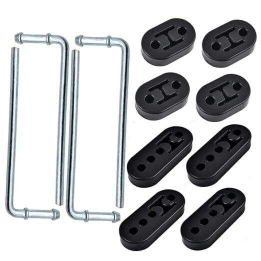 Exhaust Hanger Rod And Rubber Hanger Set, 10" Long 3/8"Rod 90° Muffler 12 PACK