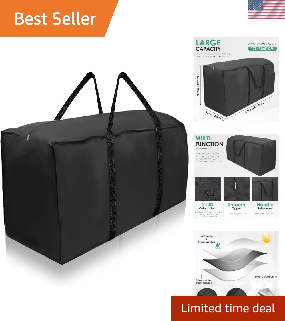 Durable Oxford Fabric Outdoor Cushion Storage Bag with Zipper - 68" x 30"
