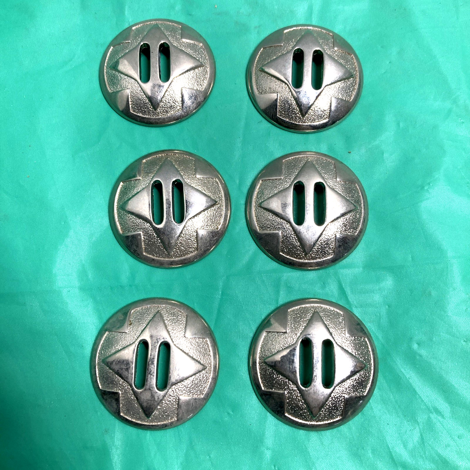 Lot Of Six 1-1/2” Nickel  Conchos Western Tack Horse Purse Crafts