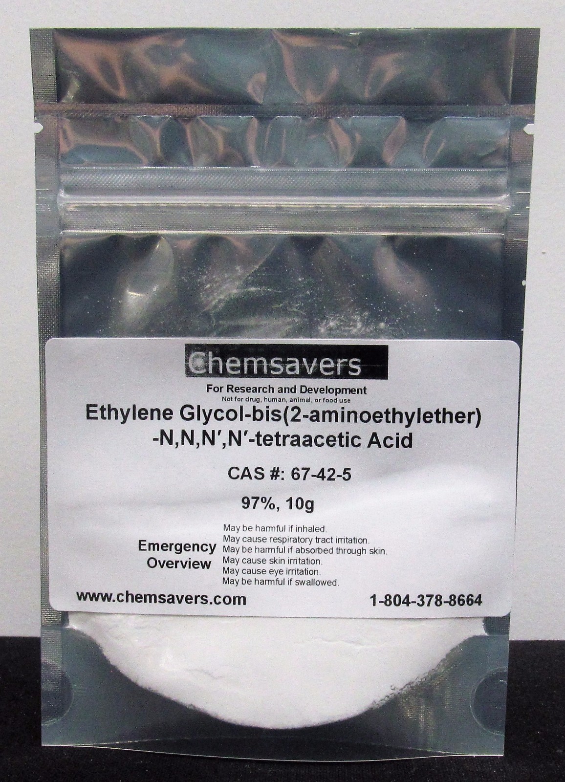 Ethylene Glycol-bis(2-aminoethylether)-N,N,N′,N′-tetraacetic Acid, 97%, 10g