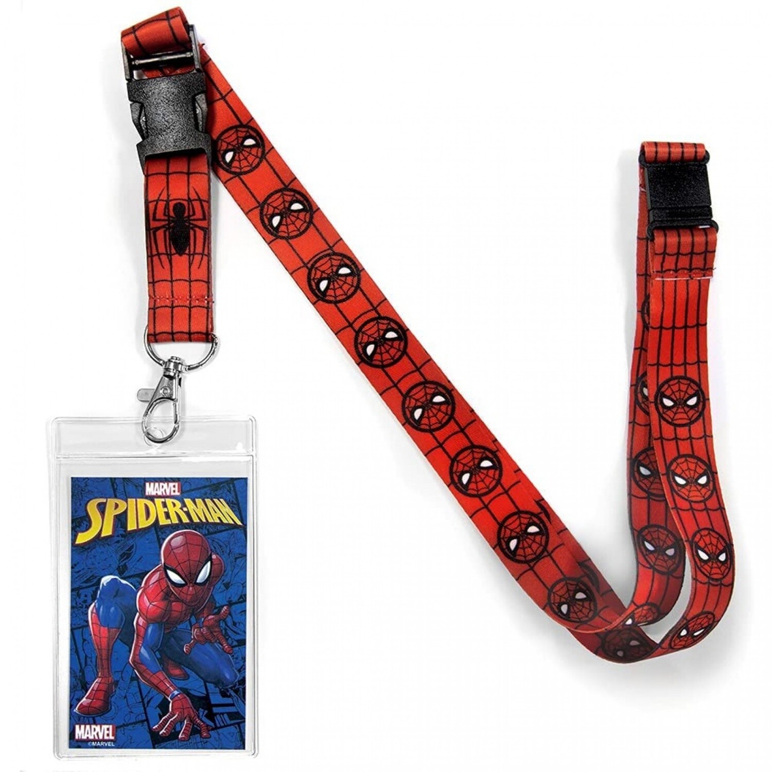 Marvels Spider-Man Repeating Mask Logos with Logo Badge Holder NEW UNUSED