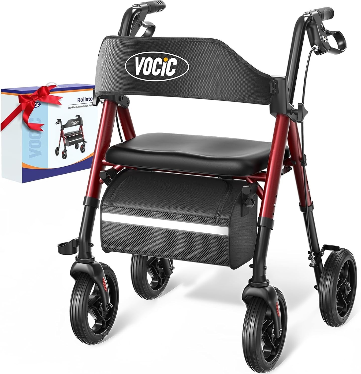 Ergonomic Z21 Rollator Walker with Quick Folding & Reflective Safety Strips