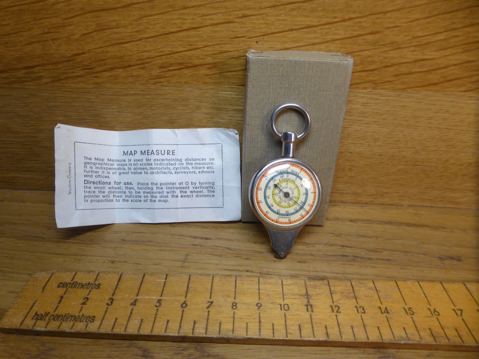 Vintage German Map Measurer / Opisometer .Double sided - Road and Nautical Miles