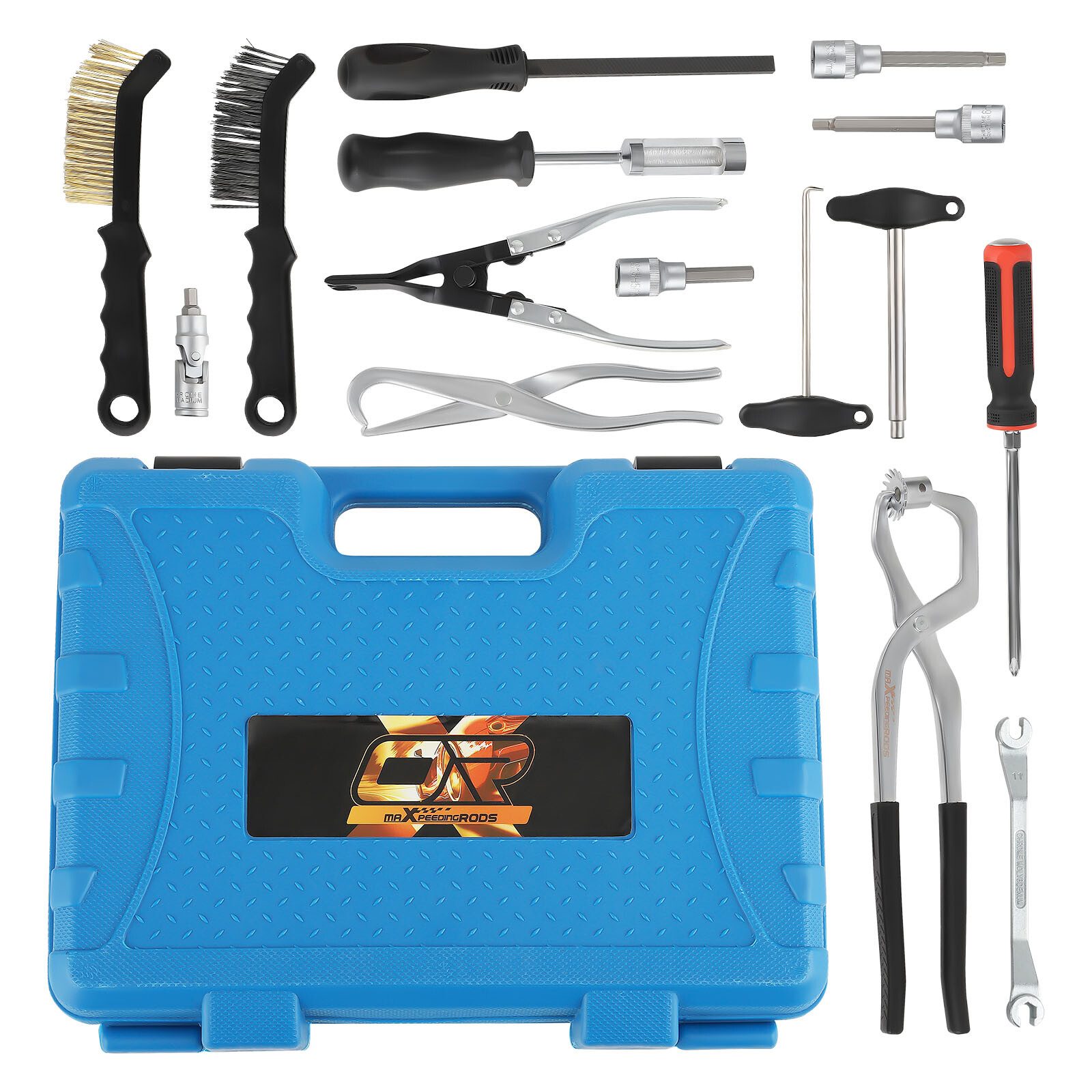 15PC Brake Tool Kit Drum & Disc with Brake Spring Pliers Compressor Puller