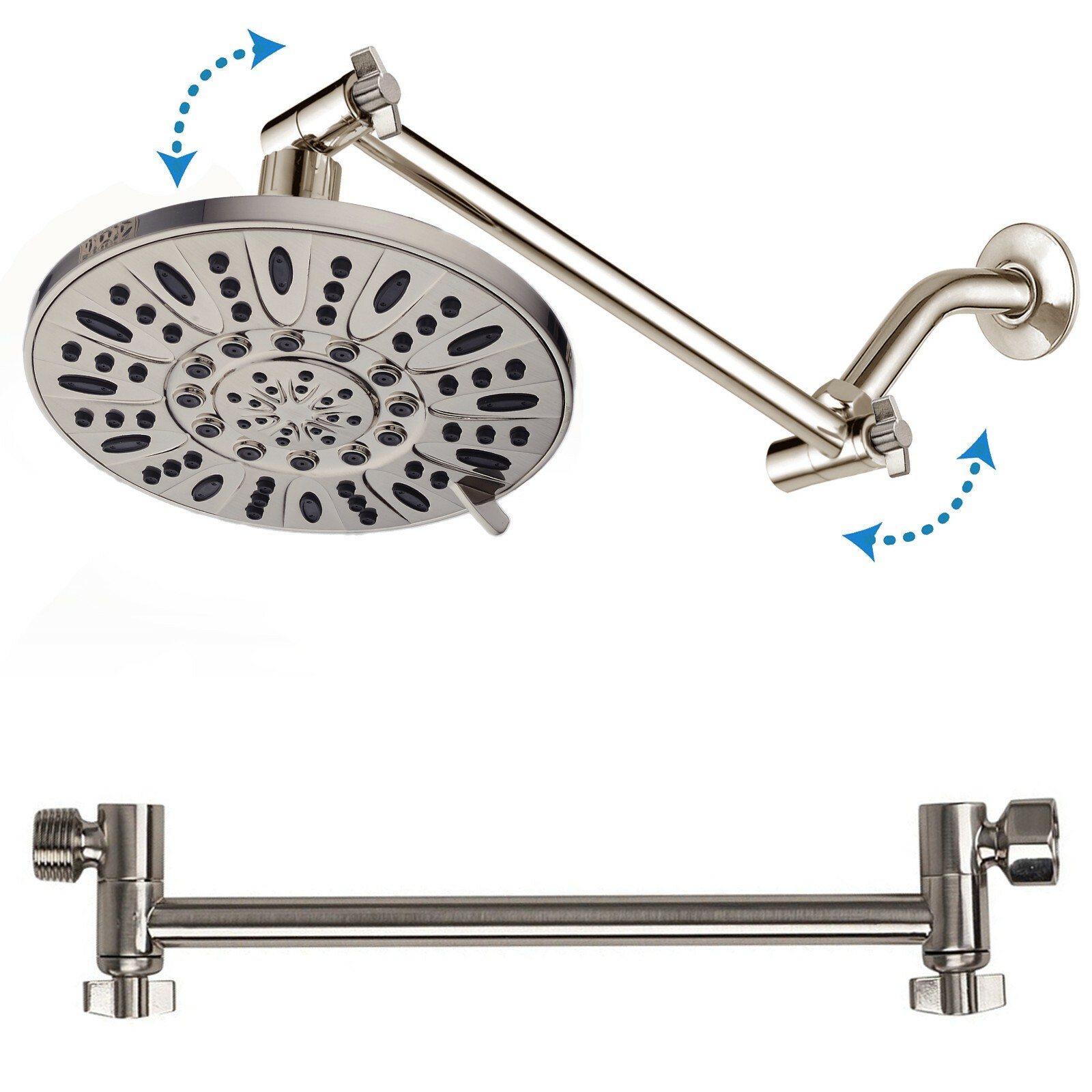 Hotel Spa 11" Solid Brass Adjustable Shower Extension Arm, Brushed Nickel