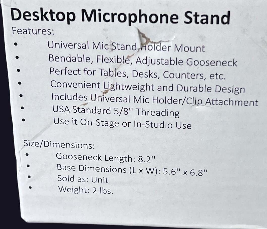 ✨Pyle Desktop Microphone Stand - Tabletop Mic Holder Flexible 8.2'' New