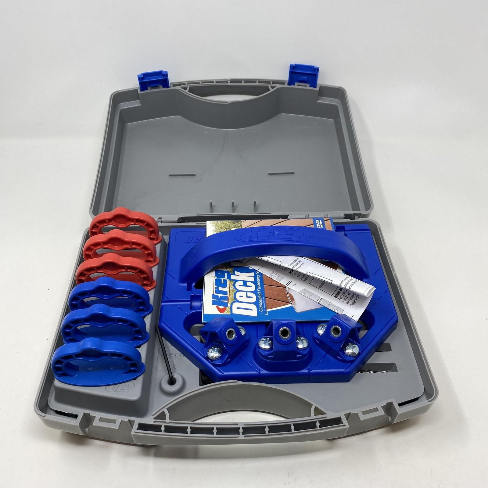Kreg Deck Jig Concealed Fastening System Kit Blue Plastic Case Decking Tools USA