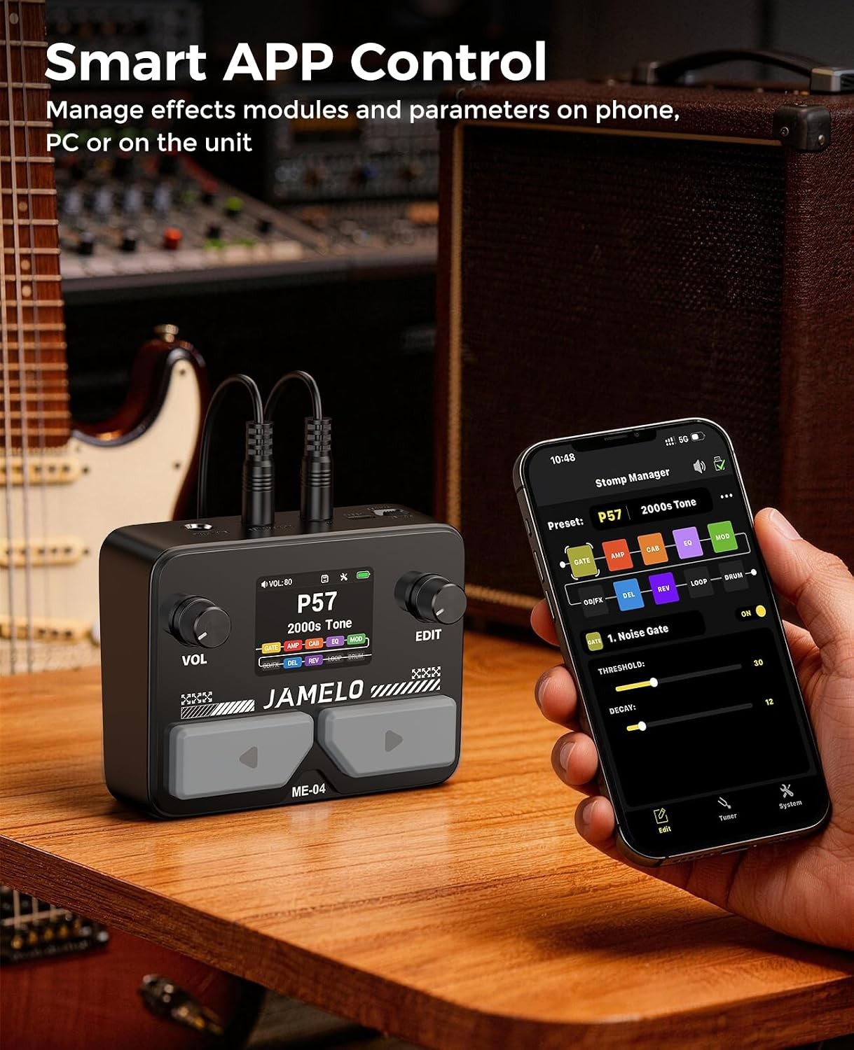 Pocket Guitar Multi Effects Pedal, with 125 Effects, 99 Presets, 30 Amp Modeling