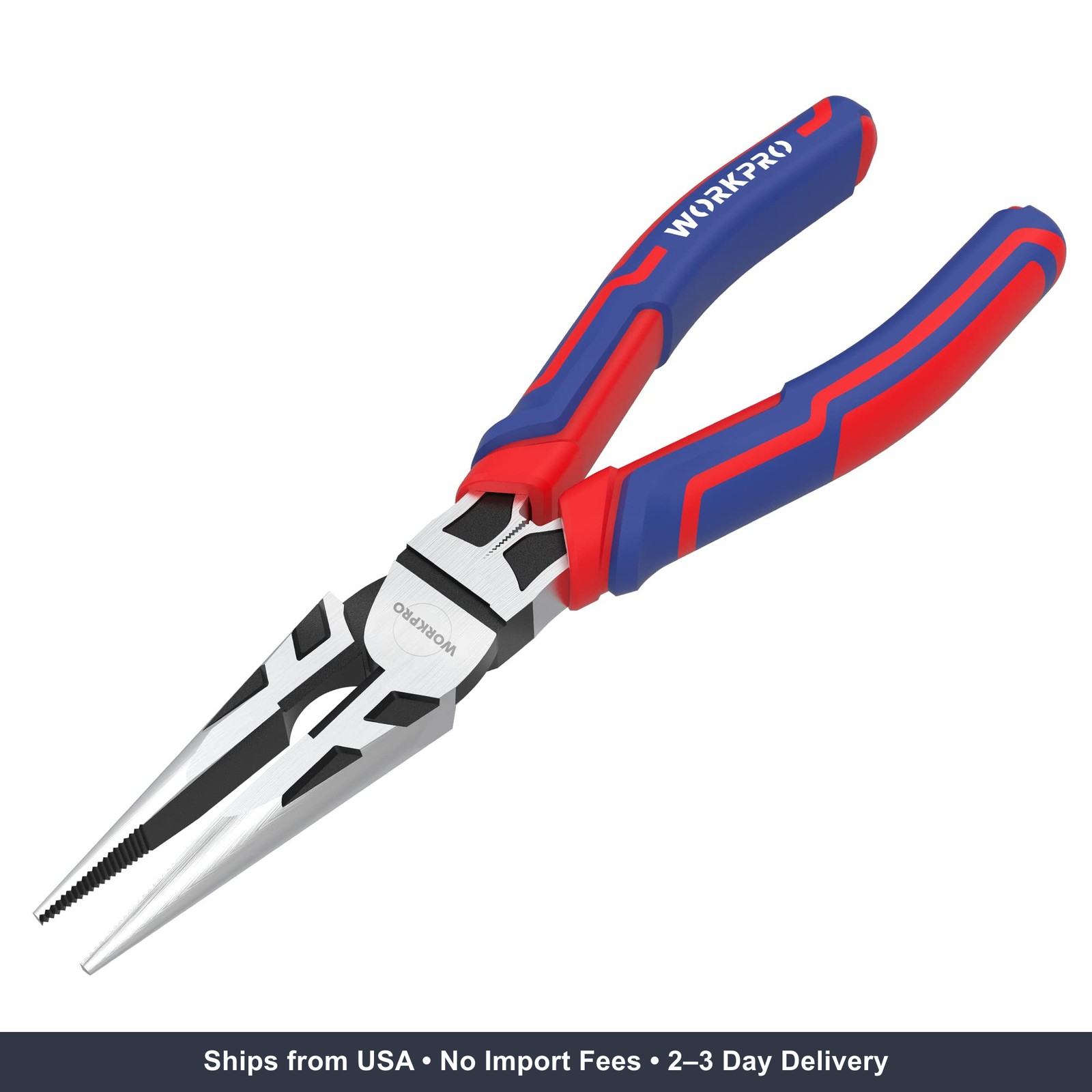 WORKPRO Premium 8” Needle Nose Pliers, Paper Clamp Precision, Heavy-Duty CRV Ste