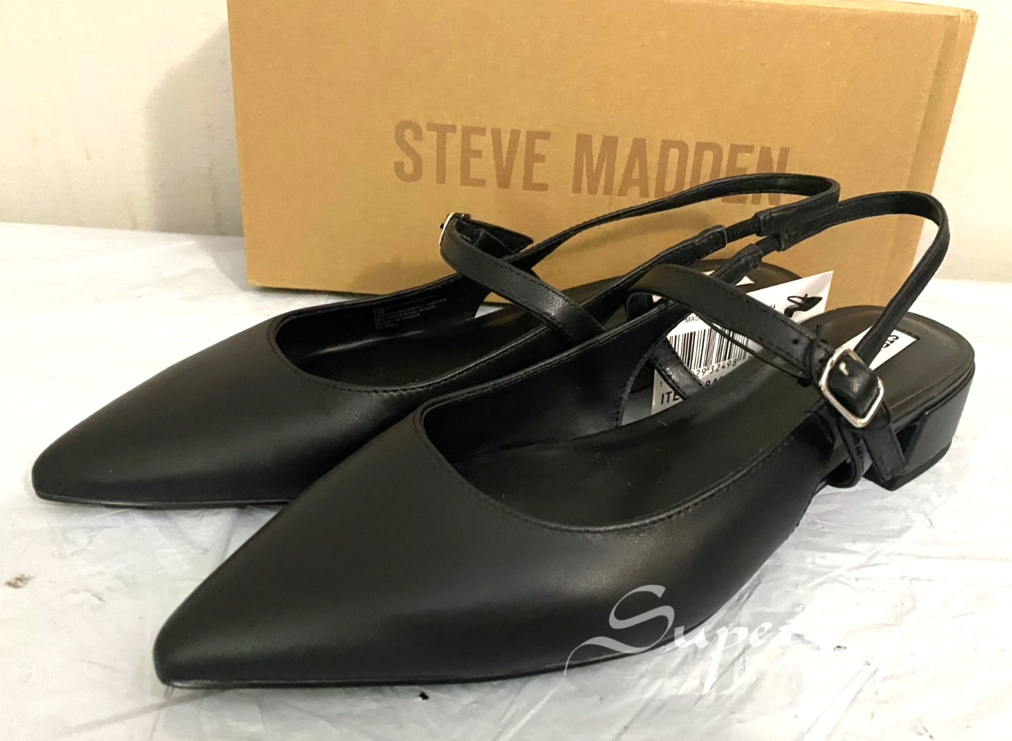 NEW Steve Madden Women's Christy Leather Slingback Casual Flats PICK SIZE BLACK