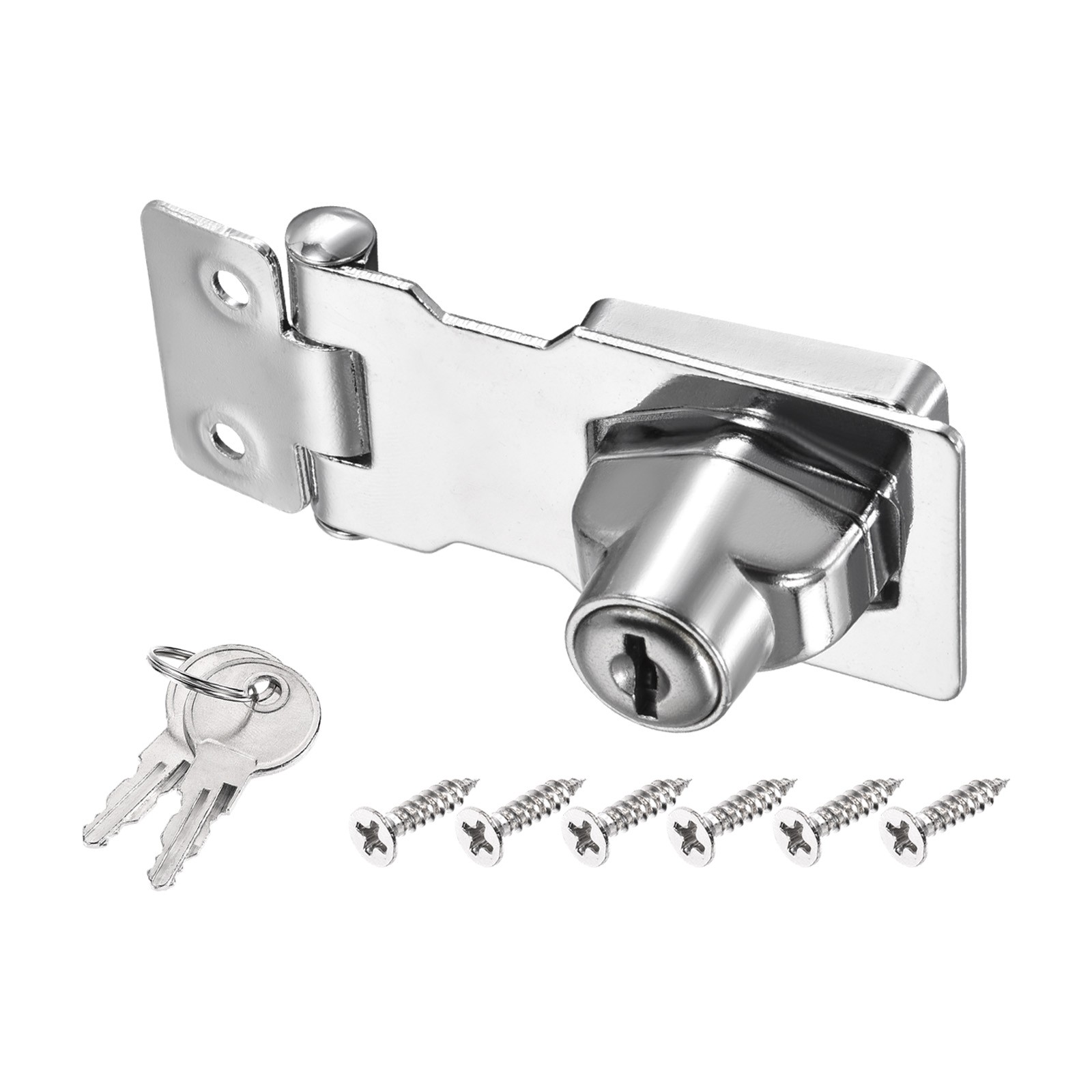 2.5Inch Keyed Hasp Locks Twist Knob Locking Keyed Different, Silver