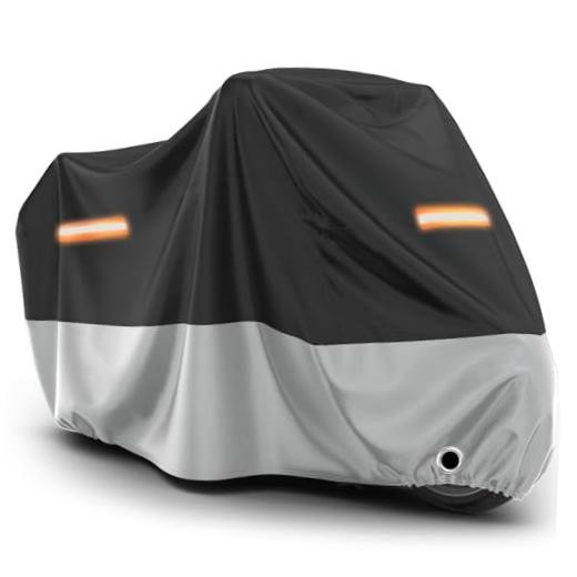 Motorcycle Cover Waterproof Outdoor All Weather Snow Rain 96.5" Black & Silver