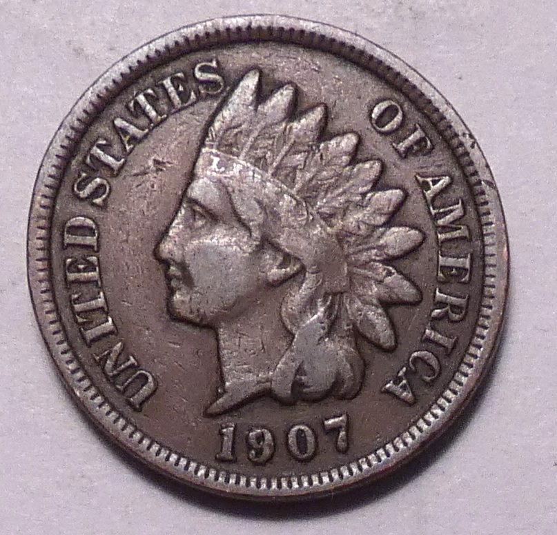 1907 Indian Head Cent Penny - IHC - Liberty Visible