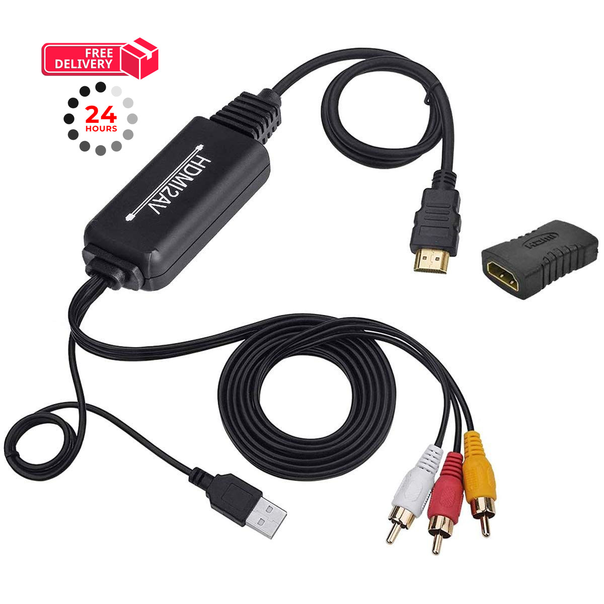 HDMI to RCA Cable, Converter Adapter 1080P Black
