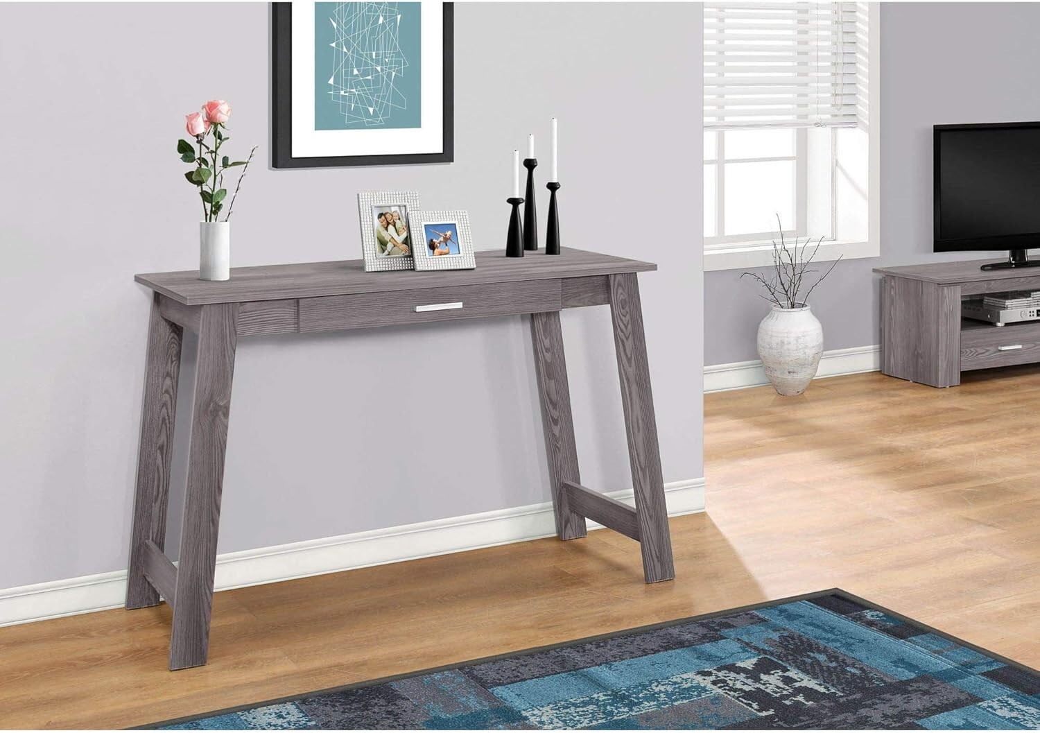 Offex 42" L Contemporary Rectangular Computer/Writing Desk with a Drawer, Grey