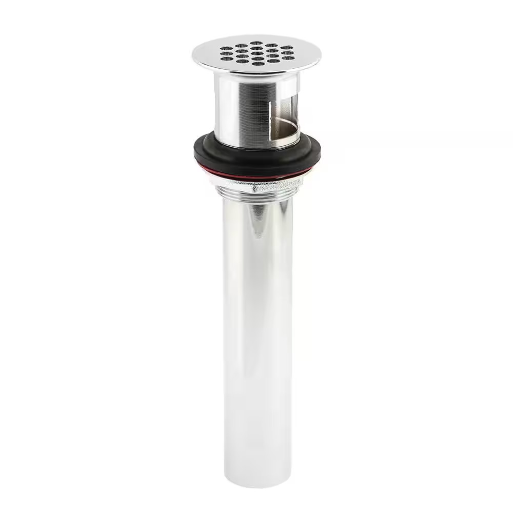 Lavatory Grid Strainer 1-1/4 In. X 8-1/2 In., Cast Brass, Chrome