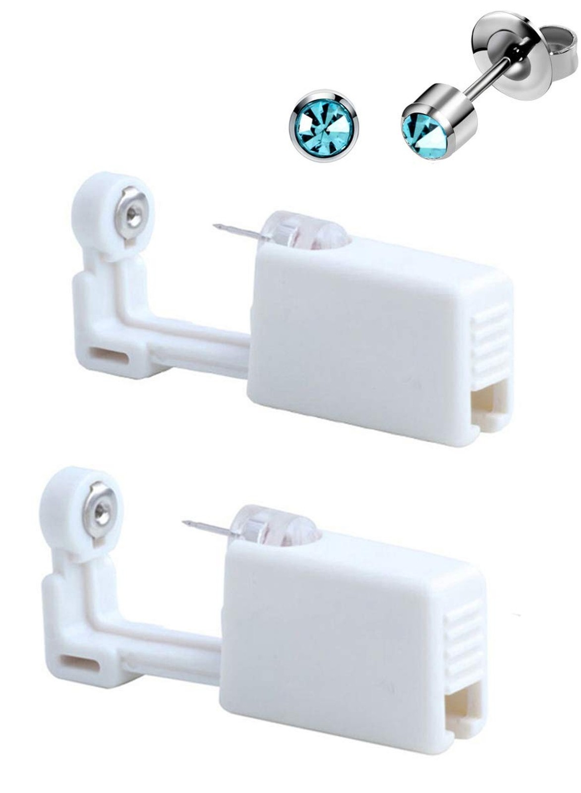 silver angel Self Ear Piercing Gun Disposable Body Piercing Kit With 3mm Ear ...