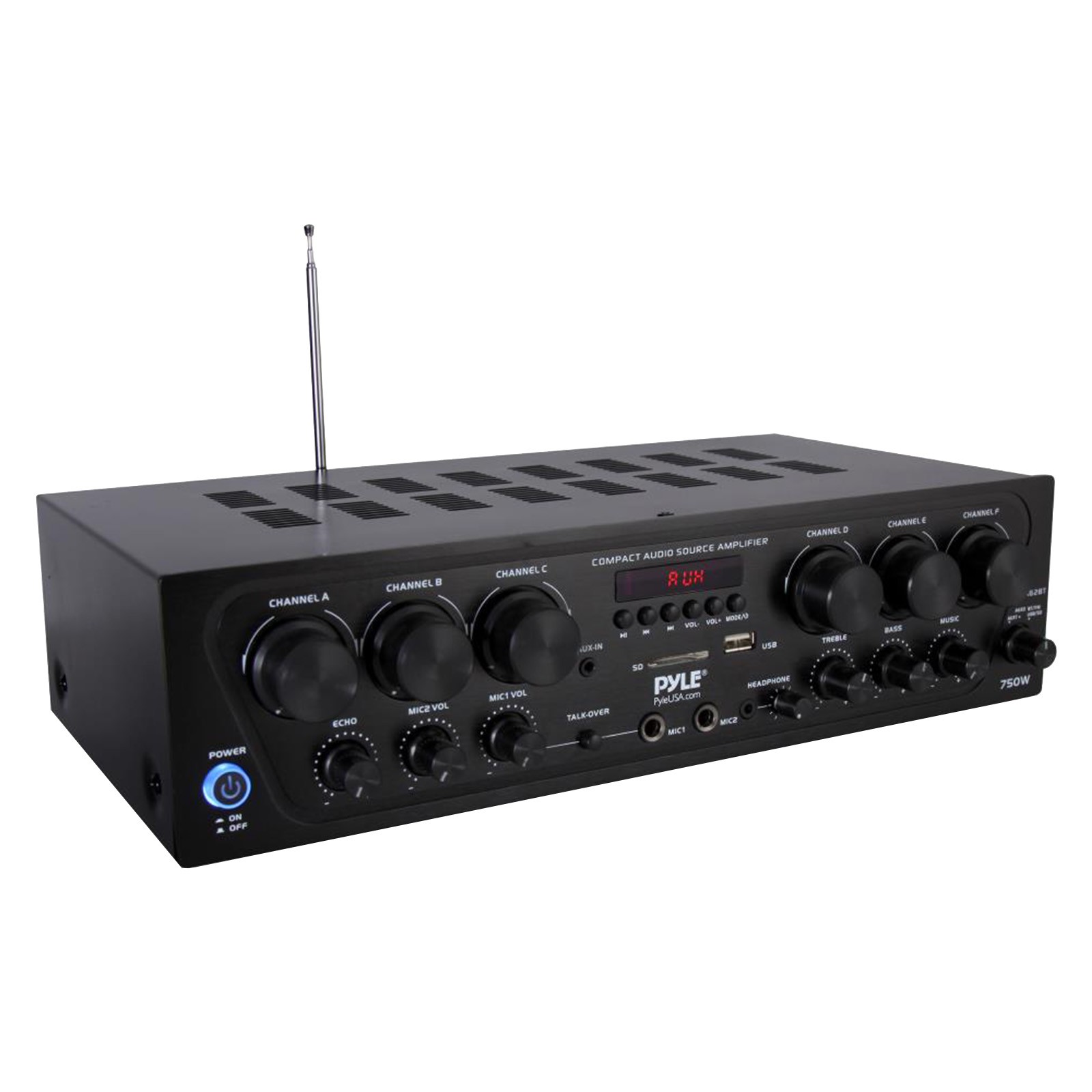Pyle PTA62BT Bluetooth Receiver Bundle w/ 8x 8" Full Range Stereo Speaker, Wire