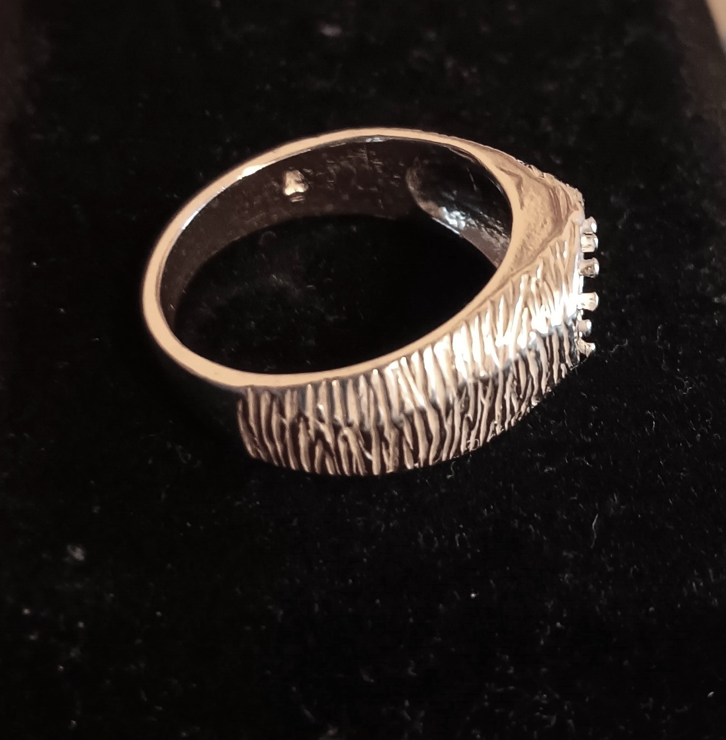 6 mm Trillion Triangle Setting Ring Solid 925 Silver Textured Pre-Notched Size 9
