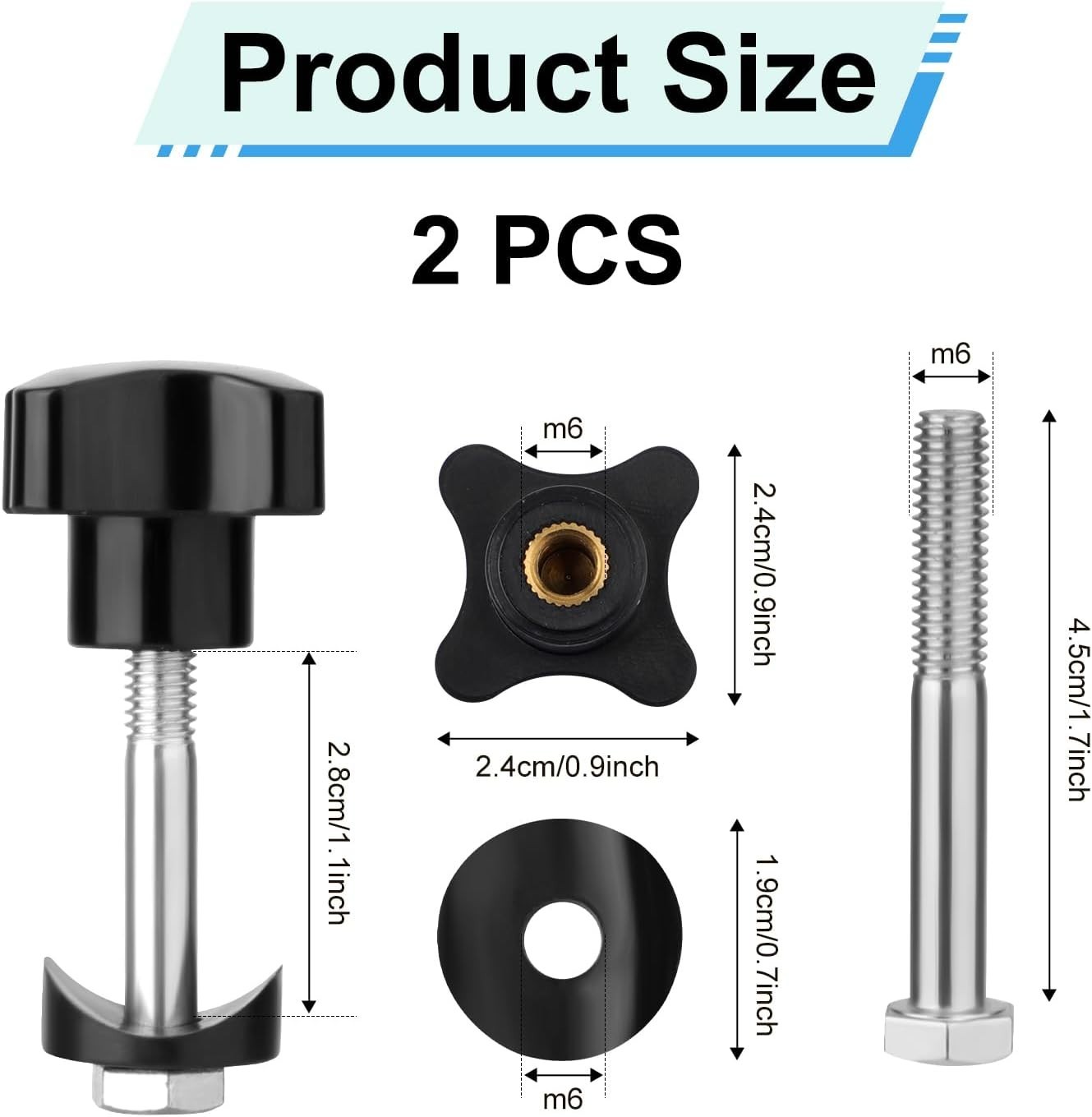 Adjustable Rollator Walker Knobs - 2 Sets with Screws and Washers Included