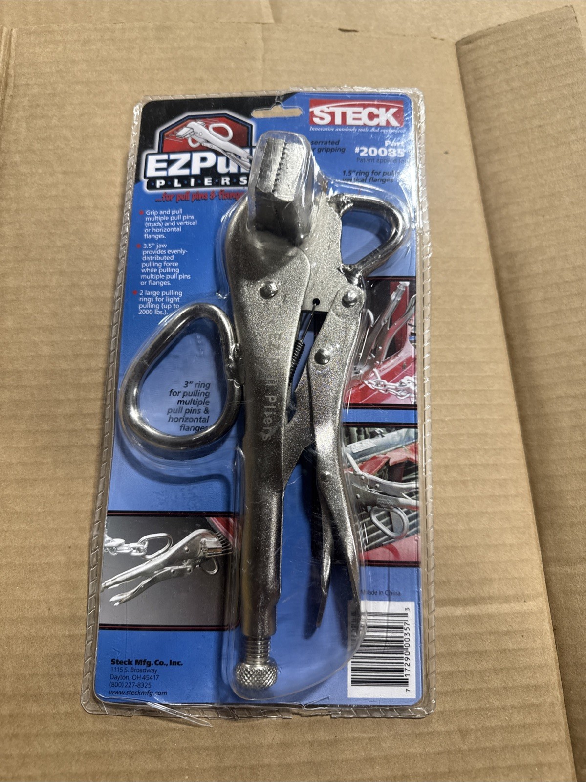 Steck EZ Pull Pliers for Pulling Auto Body Stud Pins and Flanges 20085 NEW
