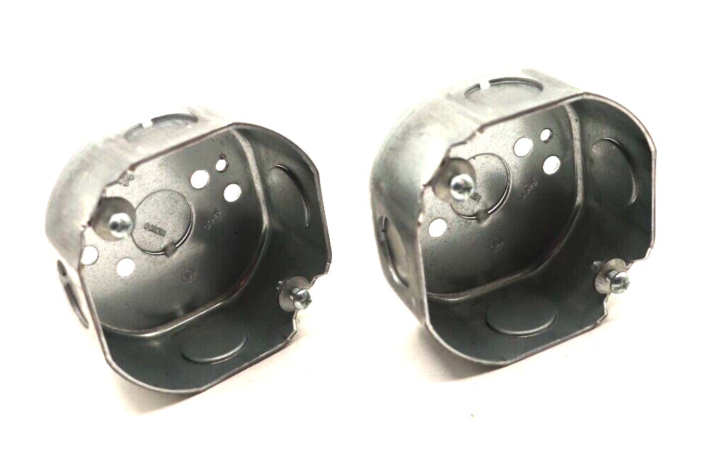 Hubbell Raco #110, 3-1/2" Octagon Box, 1-1/2" Deep, 1/2" Knockouts, Lot of 2