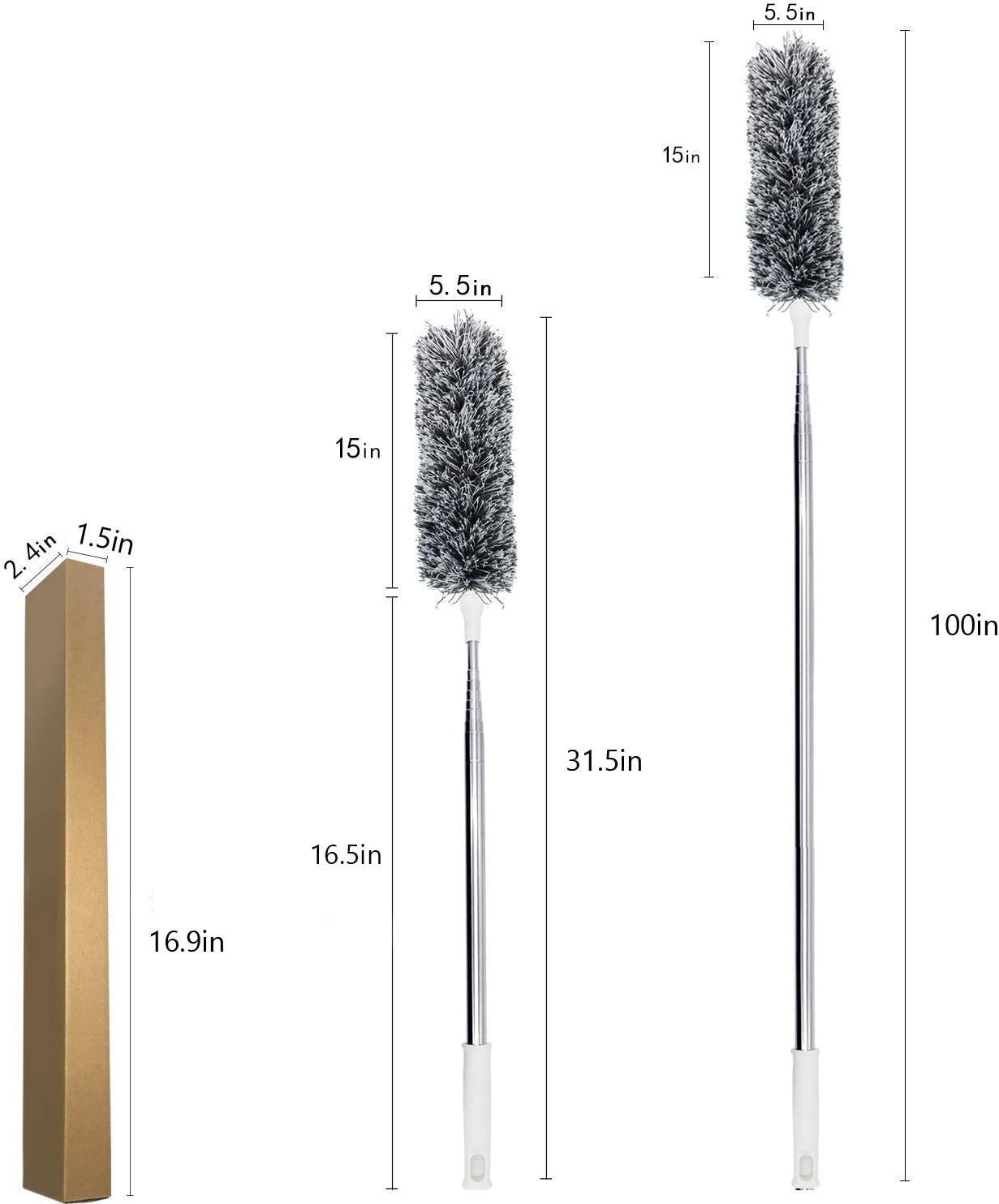 Microfiber Duster with Extension Pole for Ceiling Fans Cobwebs Cleaning