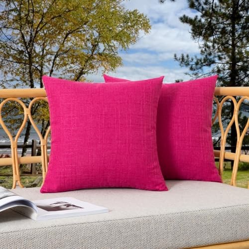 Kevin Textile Pack of 2 Outdoor Waterproof 20" x 20" (Pack of 2) Hot Pink