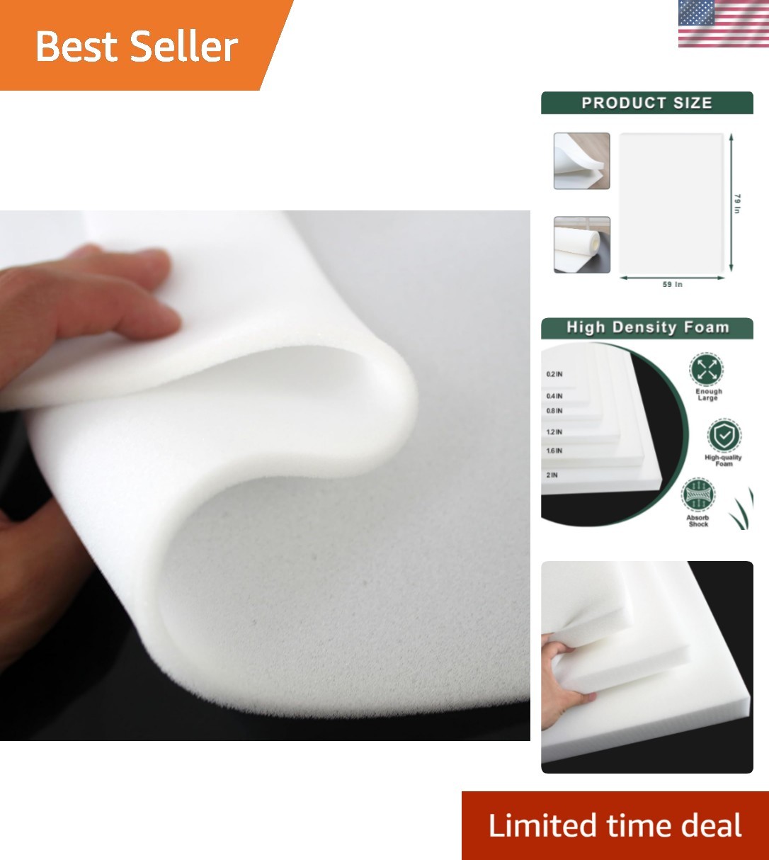 Cushioning Foam Sheets 59x79 In., High Density for Protecting Fragile Items