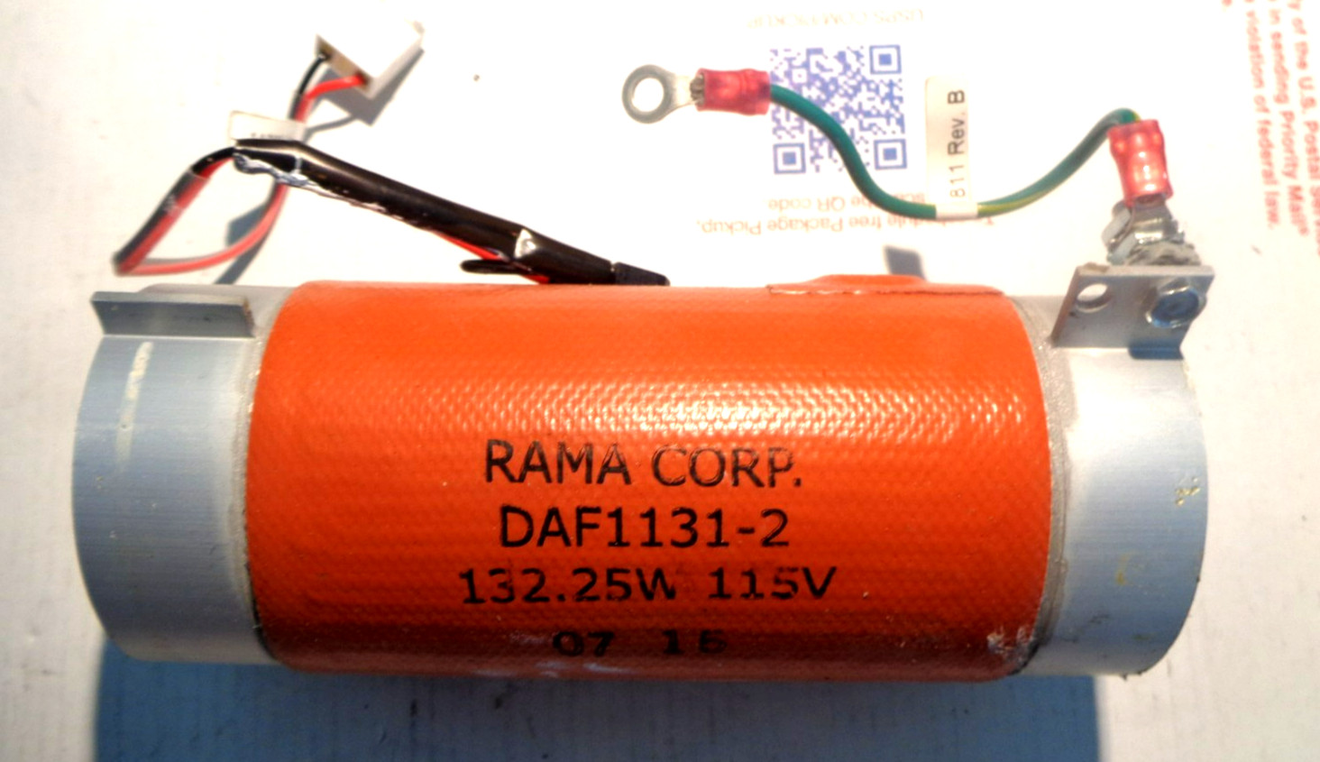 Rama Corporation DAF1131-2 Cylindrical or Tubular or Round Heater 132.25W 115VAC