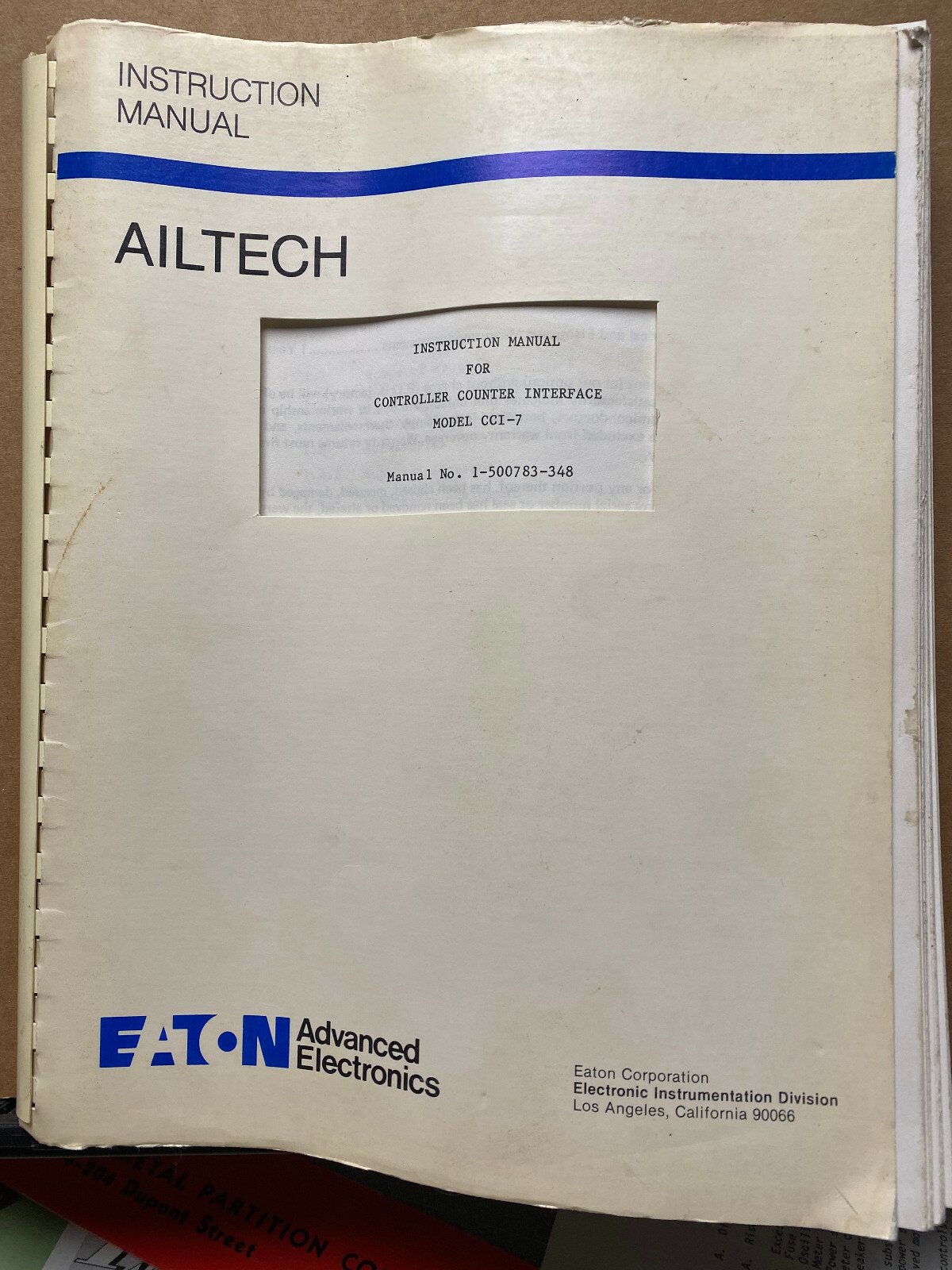 Instruction Manual for Eaton Ailtech CCI-7 Controller Counter Interface