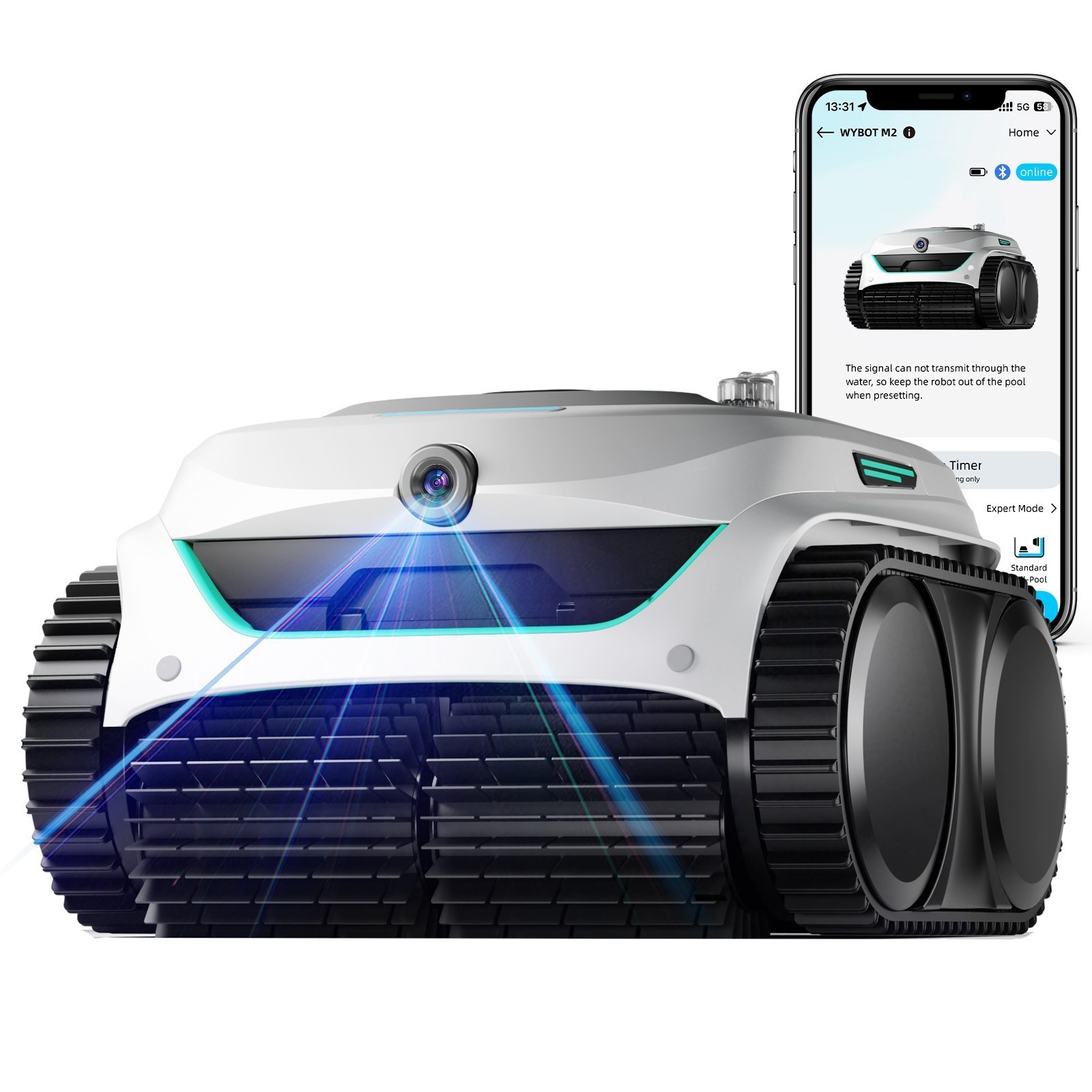 WYBOT C2 Vision Pool Robot Vacuum Debris Detection with AI Camera 8-in-1 Master