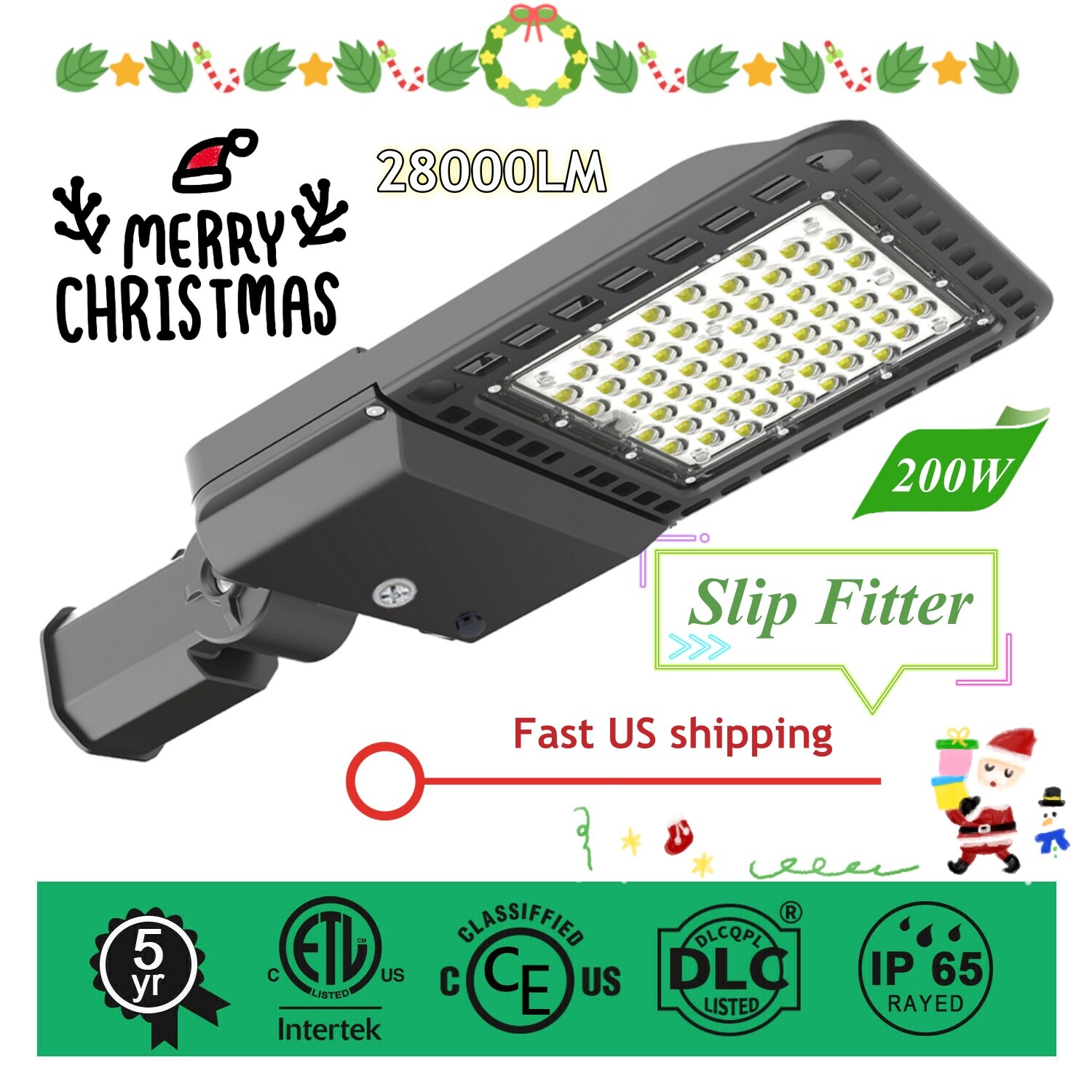LED Parking Lot Light 200W Commercial Street Shoebox Pole Lights Fixture 28000LM