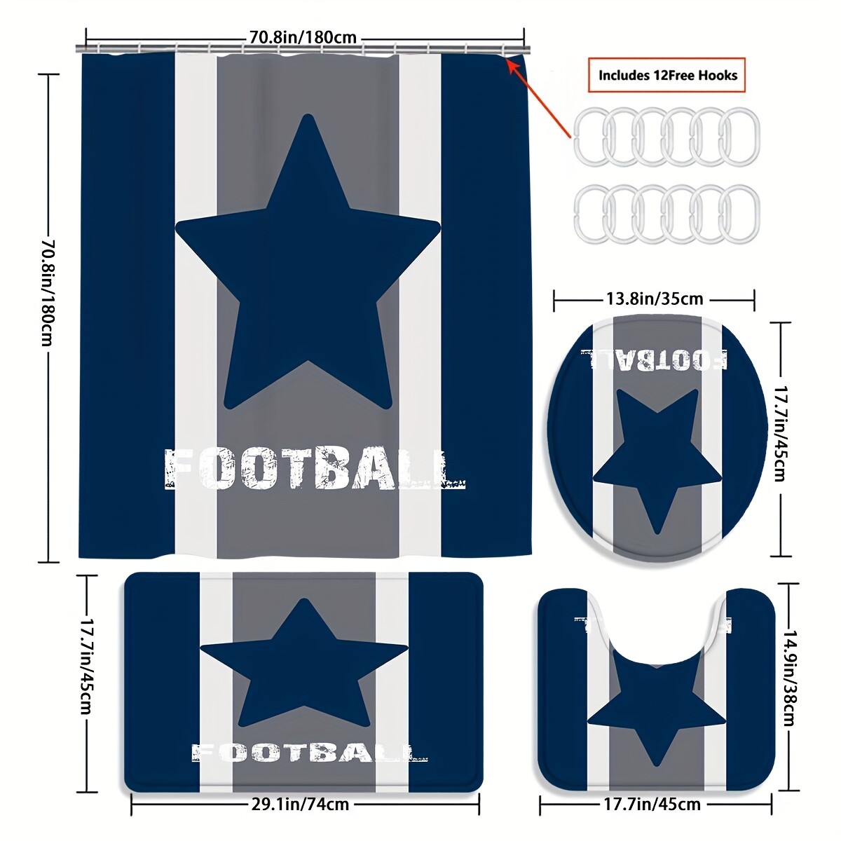 4 - Piece Texas Star Bathroom Decoration Set with Hooks