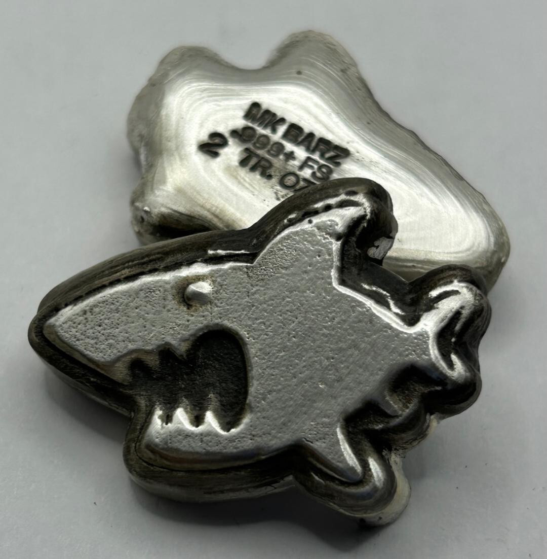2 Oz MK BarZ "Shark" Hand Poured .999 FS