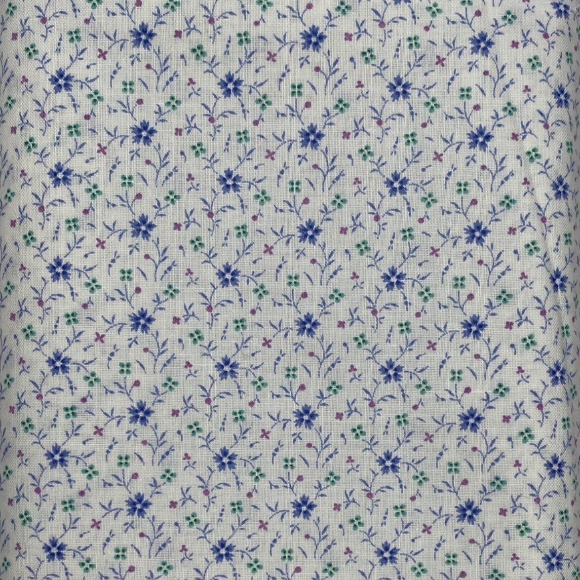 1.25 Yards Little Pretties RJR Quilting Fabric Light Ground Blue Lavender Flora
