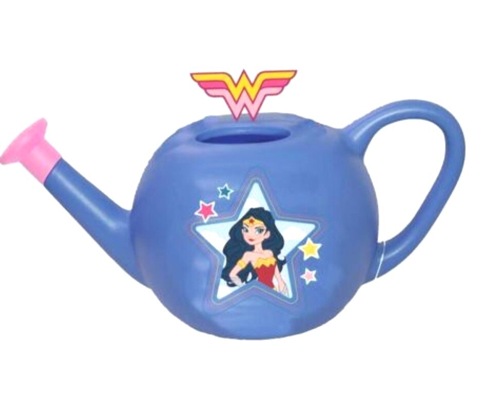 Wonder Woman WW Garden Watering CONTAINER for Kids Blue-Red-Stars NEW DC Comics