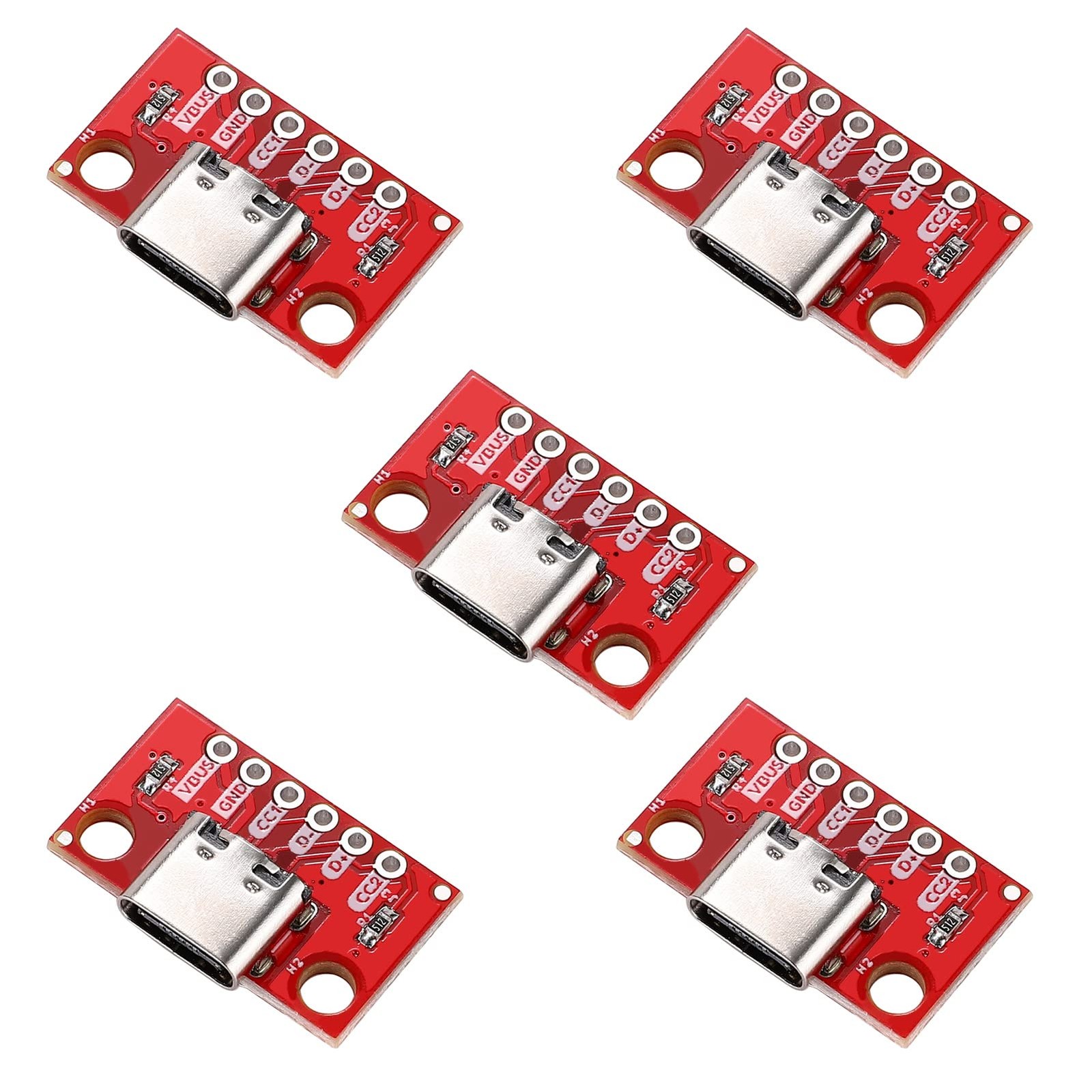 Teansic 5 Pcs USB Type C Breakout Serial Basic 5 C Breakout, Red