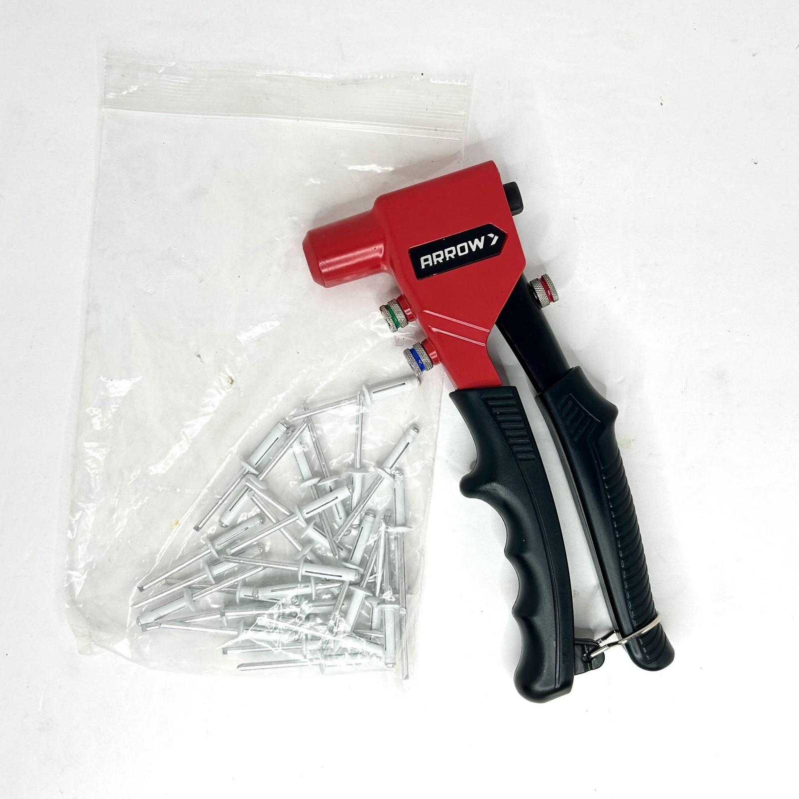 Arrow One Handed Riveter Hand Rivet Gun with Assorted Rivets
