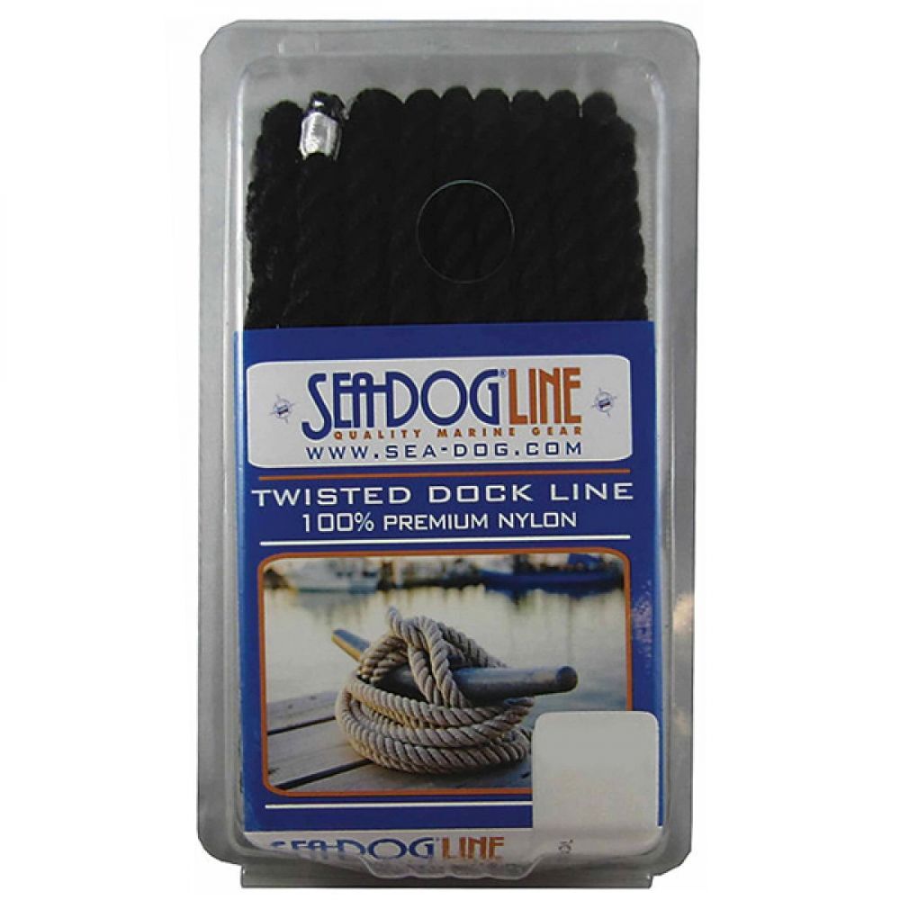 Sea-Dog 302112025BK-1 Double Braided Nylon Dock Line - 1/2" x 25ft Black