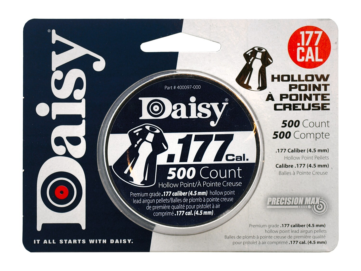 DAISY PrecisionMax 500 Count HOLLOW POINT Premium 4.5mm .177 Caliber Pellets