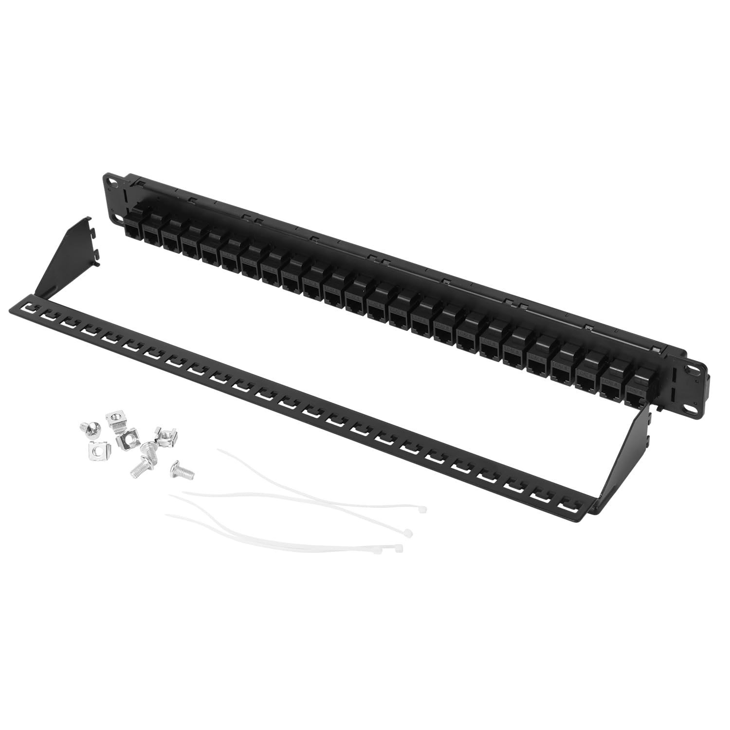 24Port Cat6 Patch Panel 10G RackMountable 1U Network 19 Inch Removable