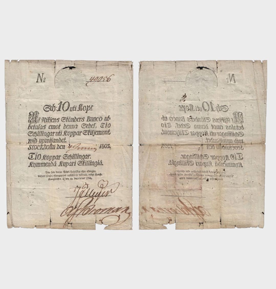 Sweden - 1803 - 10 Schillingar - "G" #CO8116